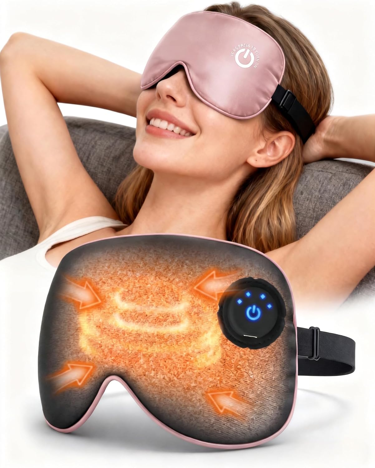Heated Eye Mask for Dry Eyes, Cordless Rechargeable Warm Compress with 100% Mulberry Silk Cover, 3 Heat Settings, 20-Min Auto-Off, FSA-HSA Eligible Eye Mask for Home, Office & Travel