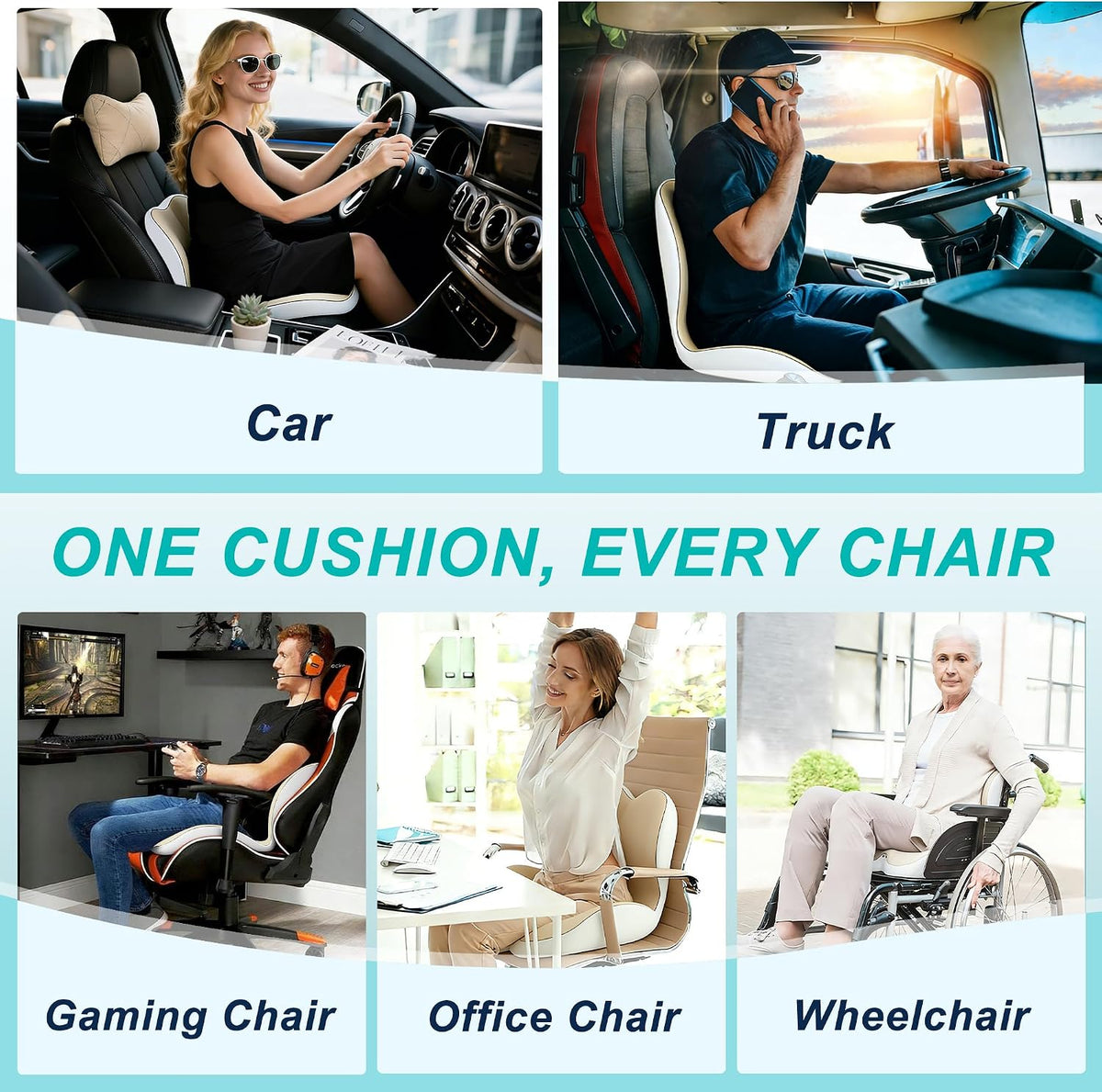 Seat Cushion for Office Chair, Ergonomic Cushion with Lumbar Support Pillow
