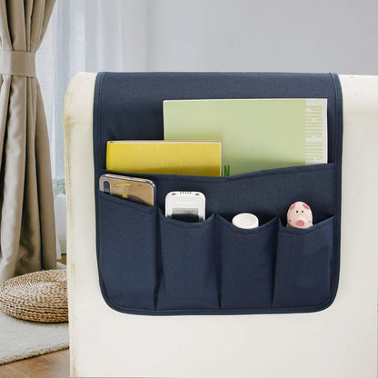 5 Pockets Remote Control Holder, Magazine Rack, Space Saver Organizer, Draped Over Sofa, Couch, Recliner Armrest