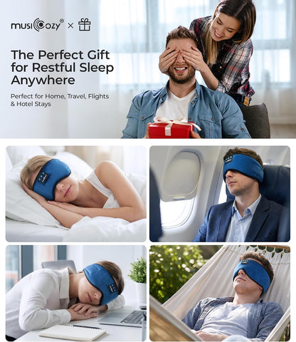 MUSICOZY 3D Sleep Headphones Bluetooth 5.4 Sleep Mask with HD Speakers