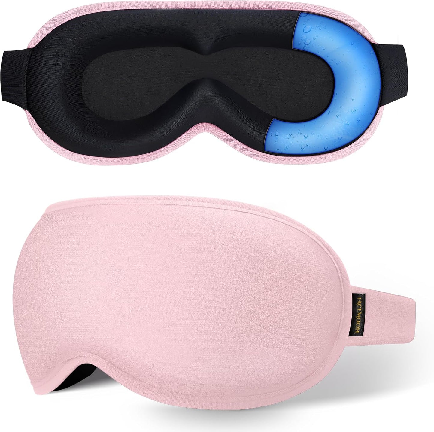 3D Cooling Gel Sleep Mask: Weighted Blackout Eye Mask (Pink)
