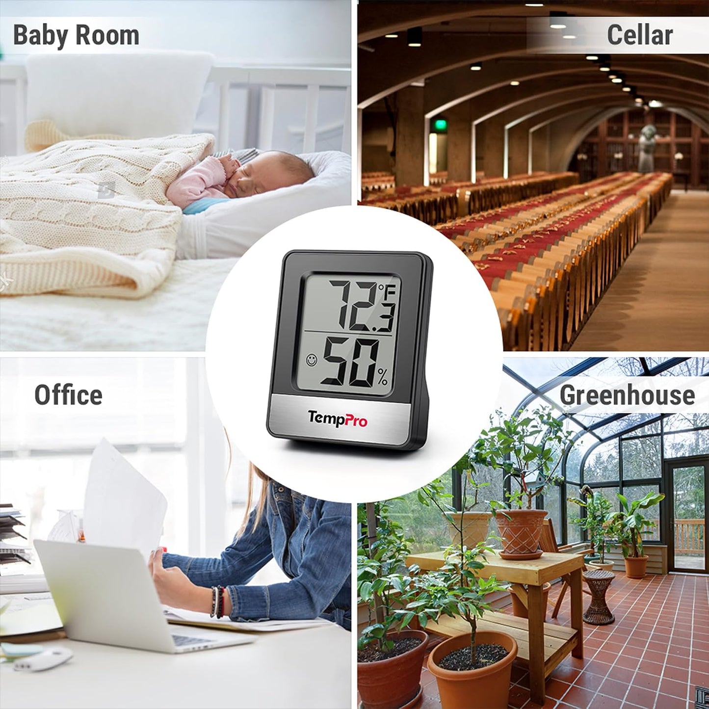 TempPro TP49 3 Pack Digital Hygrometer Indoor Thermometer | Humidity Meter Mini Hygrometer with Temperature and Humidity Monitor Outdoor and Room Thermometer Weather Station