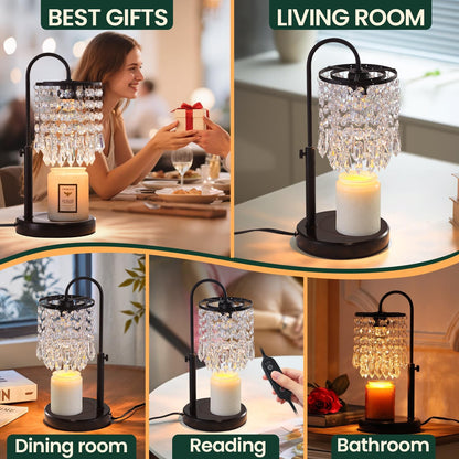 Candle Warmer Lamp with Timer Dimmer，2H/4H/8H Timer , Lamp Candle Warmer with Marble Base for Adjustable Height, Crystal Wax Melt Warmer for Jar Candles, House Warming Decor Gifts Mothers Day Gifts