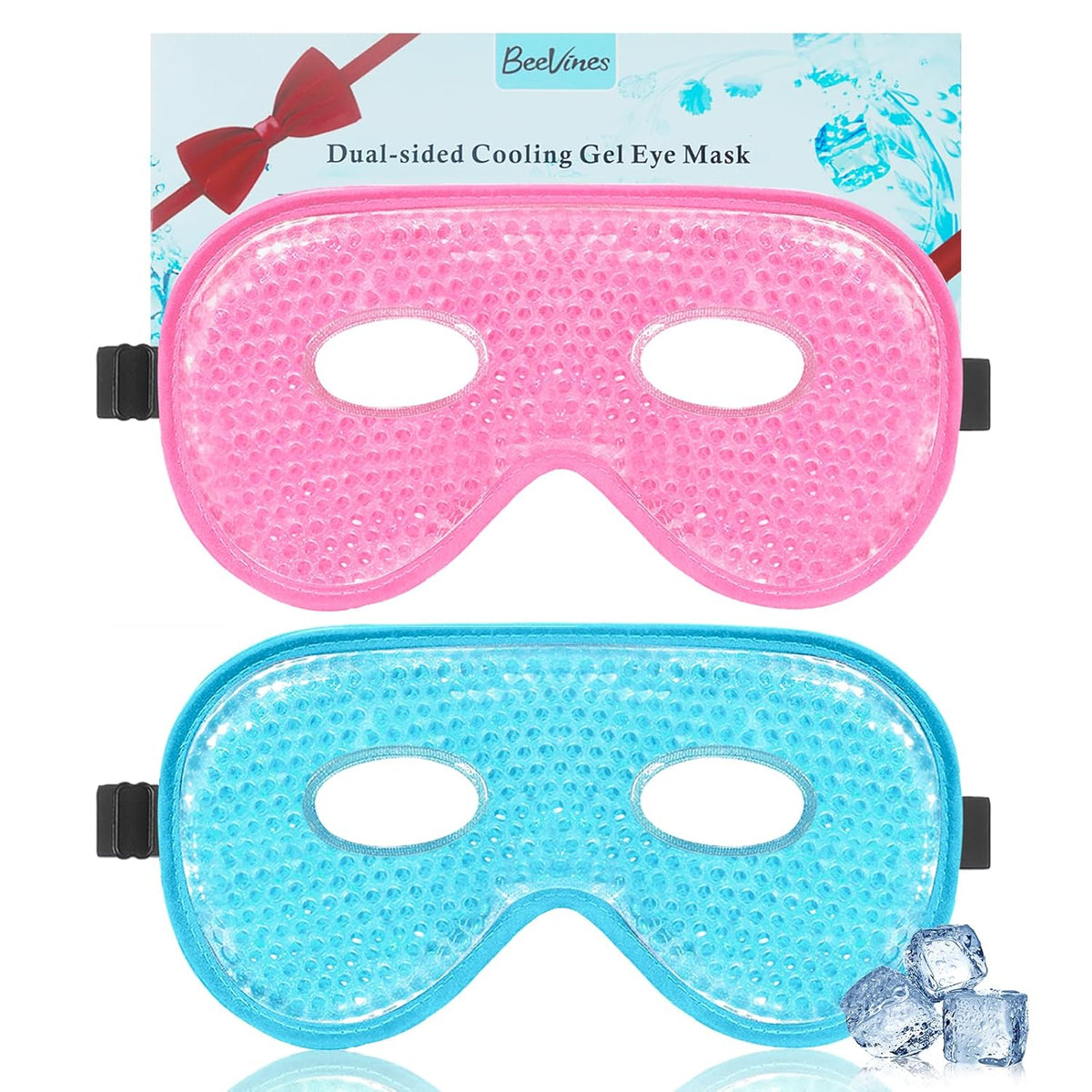 BeeVines Gel Eye Mask, XL Size Cooling Ice Masks for Puffy Eyes (2 Pack)