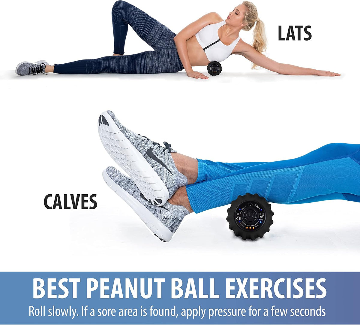 Zyllion ZMA-30 Vibrating Peanut Massage Ball Roller for Pain Relief, Orange