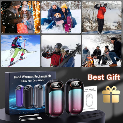 CRISLEX Electric Hand Warmers Rechargeable 2 Pack, 4 Levels Fast Heat, Reusable Hand Warmers with LED Display, Portable Magnetic Pocket Heater, Gifts for Christmas, Men, Women, Raynauds, Hunting, Golf