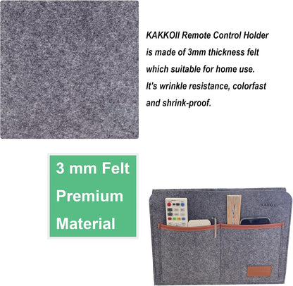 Bedside Caddy, Sofa Caddy, Storage Organizer Pocket for Dorm, Bedroom, 5 Pockets Felt Organizer for Magazine, Remote, Phone, Tablet, Pad, Glasses, Pen, Remote Control (Light Grey-Short)