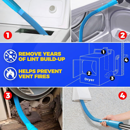 Holikme 35FT Dryer Vent Cleaner Kit 58Pcs - Lint Remover Brush Vacuum Tools | Dryer Vent Brush Kit, Omnidirectional Lint Vacuum Attachment & Lint Trap Brush Clean Hard-to-Reach Areas, Remove Hidden Lint