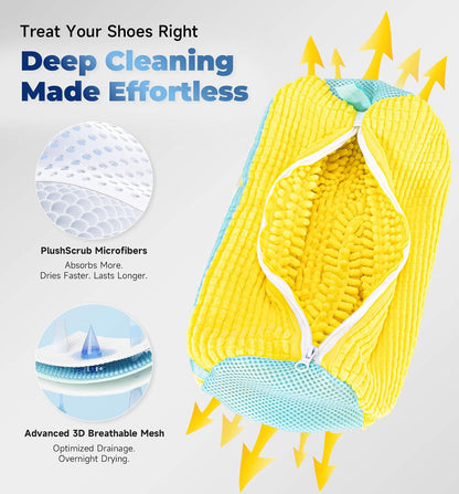 Shoe Washing Machine Bag 2-Pack, Reusable Heavy Duty Laundry Bag - 360° Deep Clean for Sneakers, Tennis Shoes in Washer & Dryer, Prevents Deformation, Yellow