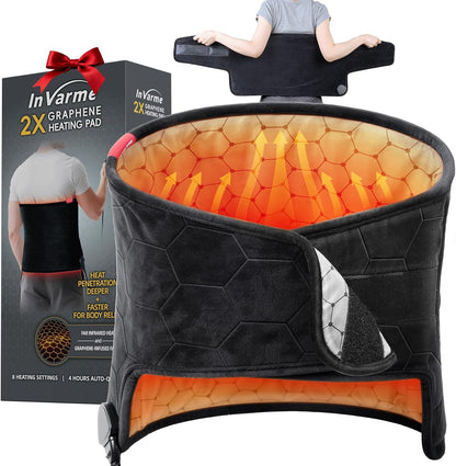 Extra-Hot Heating Pad for Back: Deep Relief Chronic Lower Back Pain | Far Infrared Hottest 160℉ 3s Fast Heat - Relaxation Muscle for Seniors Women Men - 12" x 50" 8 Temps & 4H Auto Off (Medium)