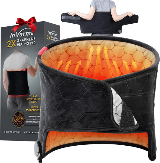 Extra-Hot Heating Pad for Back: Deep Relief Chronic Lower Back Pain | Far Infrared Hottest 160℉ 3s Fast Heat - Relaxation Muscle for Seniors Women Men - 12" x 50" 8 Temps & 4H Auto Off (Medium)