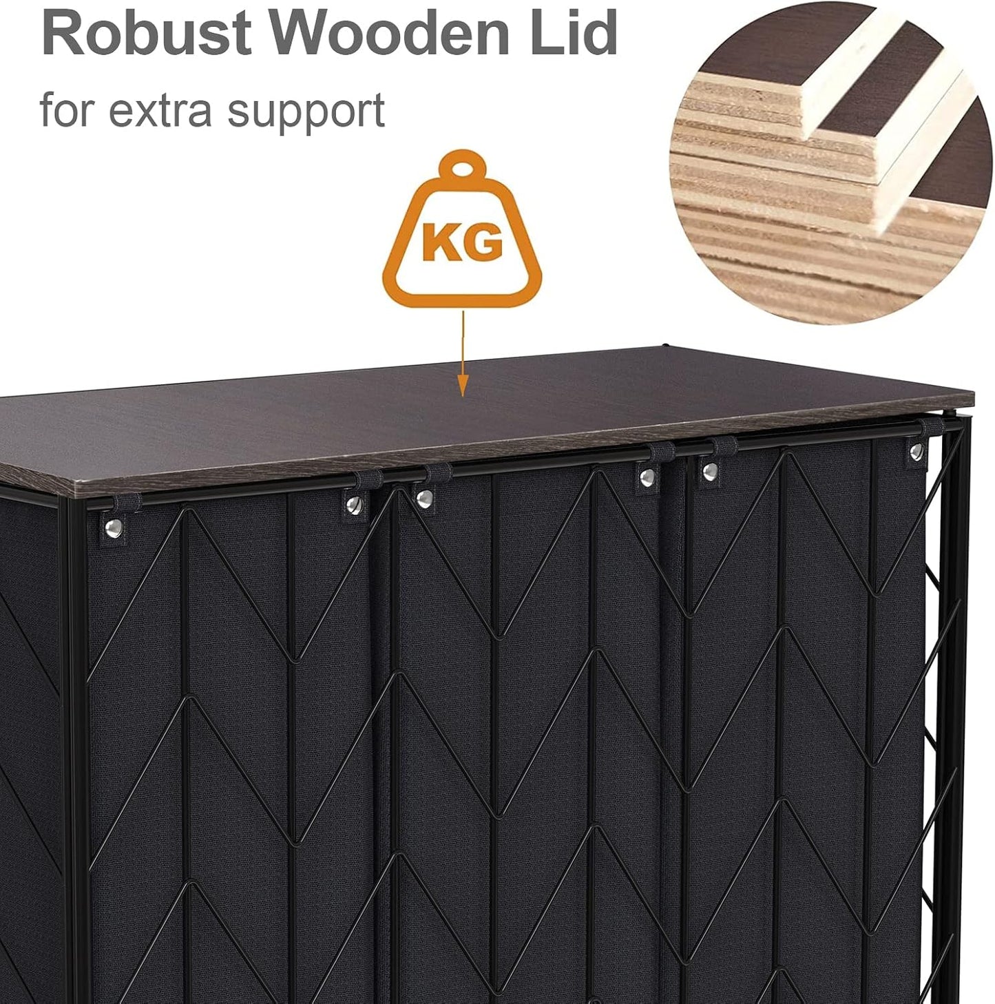 WOWLIVE Laundry Hamper 3 Section with Lid, 142L Laundry Basket with Wheels | Rolling Dirty Clothes Hamper with Removable Bags, Large Iron-Made Laundry Basket Organizer Laundry Sorter for Dorm, Beige