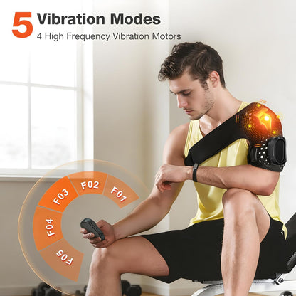 Cordless Shoulder Heating Pad 5 Heat & Vibration Modes for Men and Women | Cordless Shoulder Heating Pad with Massage Portable Heated Shoulder Brace Detachable Remote Adjustable Fit for Men and Women