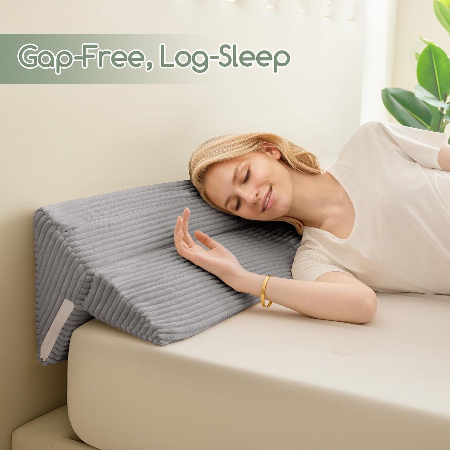 HIGOGOGO Queen Size Wedge Pillow for Headboard Gap - Multi Functional Mattress Wedge Bed Gap Filler Close The Gap (0-7") Between Your Mattress and Headboard or Wall (Grey 60"x11"x9")