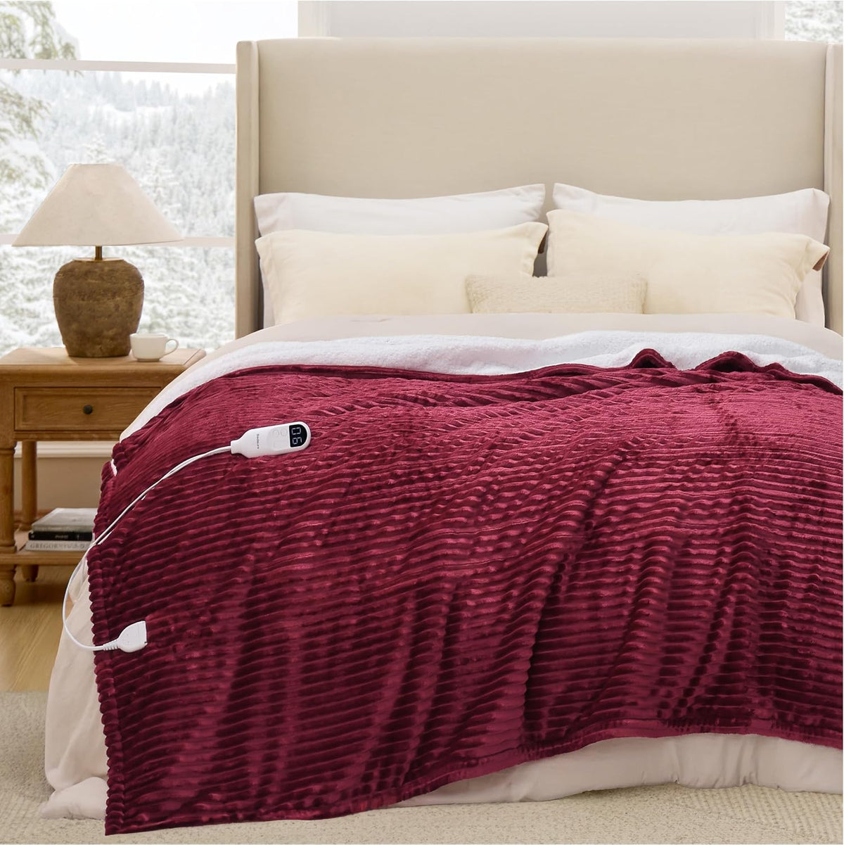 Bedsure GentleSoft Heated Blanket Throw - Soft Ribbed Flannel Electric Blanket, Gifts for Grandma (50x60 inches, Grey)