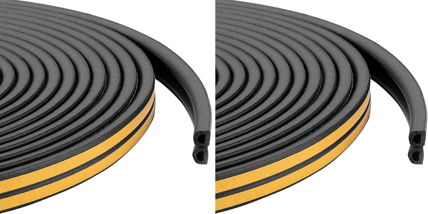 Weather Stripping Seal Strip Tape, Doors Windows Frame Self Adhesive D Type Foam Sealing Tape, 32.8Ft Rubber Soundproof Insulation Cell Foam Stripping, White