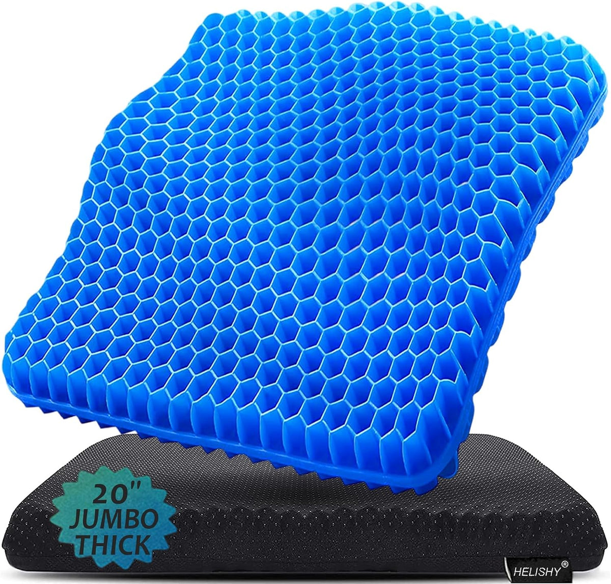 Gel Seat Cushion for Long Sitting - 1.65inch Double Thick Cooling Egg Cushion for Back, Hip, Sciatica, Coccyx, Tailbone Pain Relief - Office Chair Car Seat Cushion – Wheelchair Cushions
