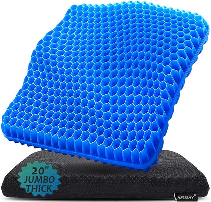 Gel Seat Cushion for Long Sitting - 1.65inch Double Thick Cooling Egg Cushion for Back, Hip, Sciatica, Coccyx, Tailbone Pain Relief - Office Chair Car Seat Cushion – Wheelchair Cushions