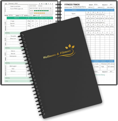 Wellness Planner & Fitness Log - Daily Diet & Health Journal with Weight Loss, Wellness Journal Notebook for Tracking Fitness, Sleep, Nutrition, Meal, Habits, A5(5.8 x 8.6 inch) (Green)