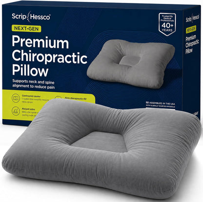 Next-GEN Premium Neck & Cervical Pillow – Breathable Fiber Fill Orthopedic Neck Pain & Headache Relief – Dual Roll Support for Back & Side Sleepers – Latex Free – Petite 19"x12" Grey
