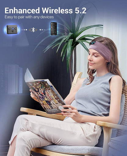 Navly Sleep Headphones, 12Hrs Sports Headband with Soft Cozy Earbuds Comfortable, Headphones Headband with Ultra-Thin HD Stereo Speakers Perfect for Workout,Running,Yoga,Travel