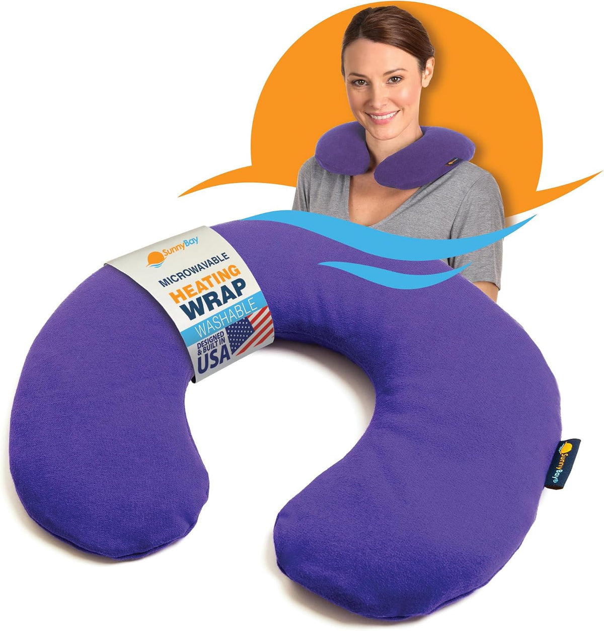 SunnyBay Microwavable Heating Pad, Neck Pillow, Flaxseed Fill, 2.5 lb, Navy