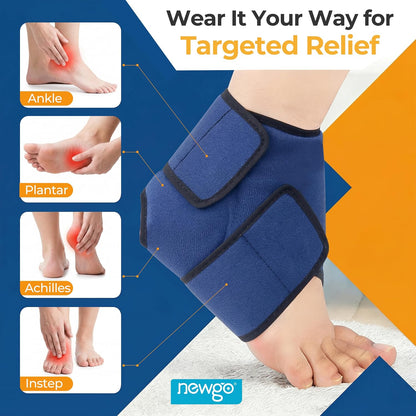 NEWGO Ankle Ice Pack – Adjustable Brace for Plantar Fasciitis & Swelling