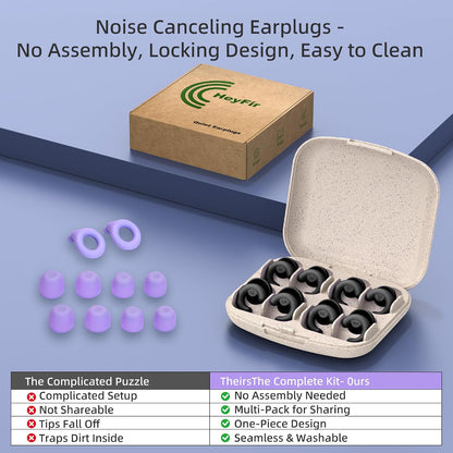 Noise Cancelling Ear Plugs Sleep 50dB NRR Side Sleep Small Ear | ultra soft silicone, reusable one-piece design, 4 sizes included, portable case