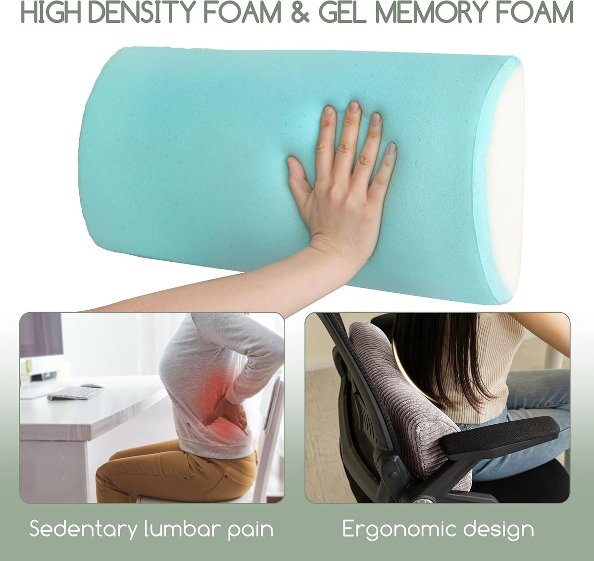 HIGOGOGO Lumbar Support Pillow for Recliner Chair/Accent Chair/Couch, Memory Foam Back Support Cushion for Elderly, Recliner Cushions for Back Rest, Pain Relief, Reading, Washable Cover, Brown