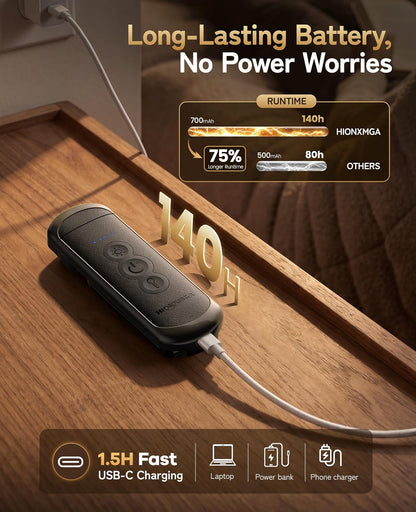 HIONXMGA Book Light Rechargeable, Eye-Care Clip on Reading Light for Books in Bed, 3 Color & Stepless Dimming, 140H Long Lasting Book Lights for Reading at Night, Gifts for Book Lovers(Black)