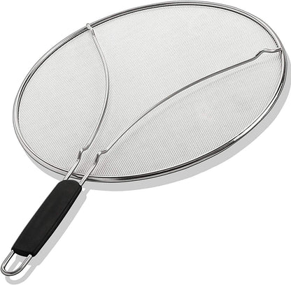 Splatter Screen for Frying Pan - 15 Inch Stainless Steel Grease Splatter Guard - Cover Oil Splash when Sizzling Bacon, Cooking Fried Chicken or Popcorn