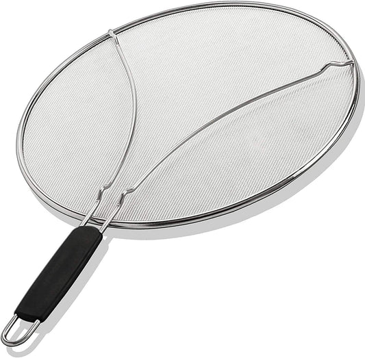 Splatter Screen for Frying Pan - 15 Inch Stainless Steel Grease Splatter Guard - Cover Oil Splash when Sizzling Bacon, Cooking Fried Chicken or Popcorn