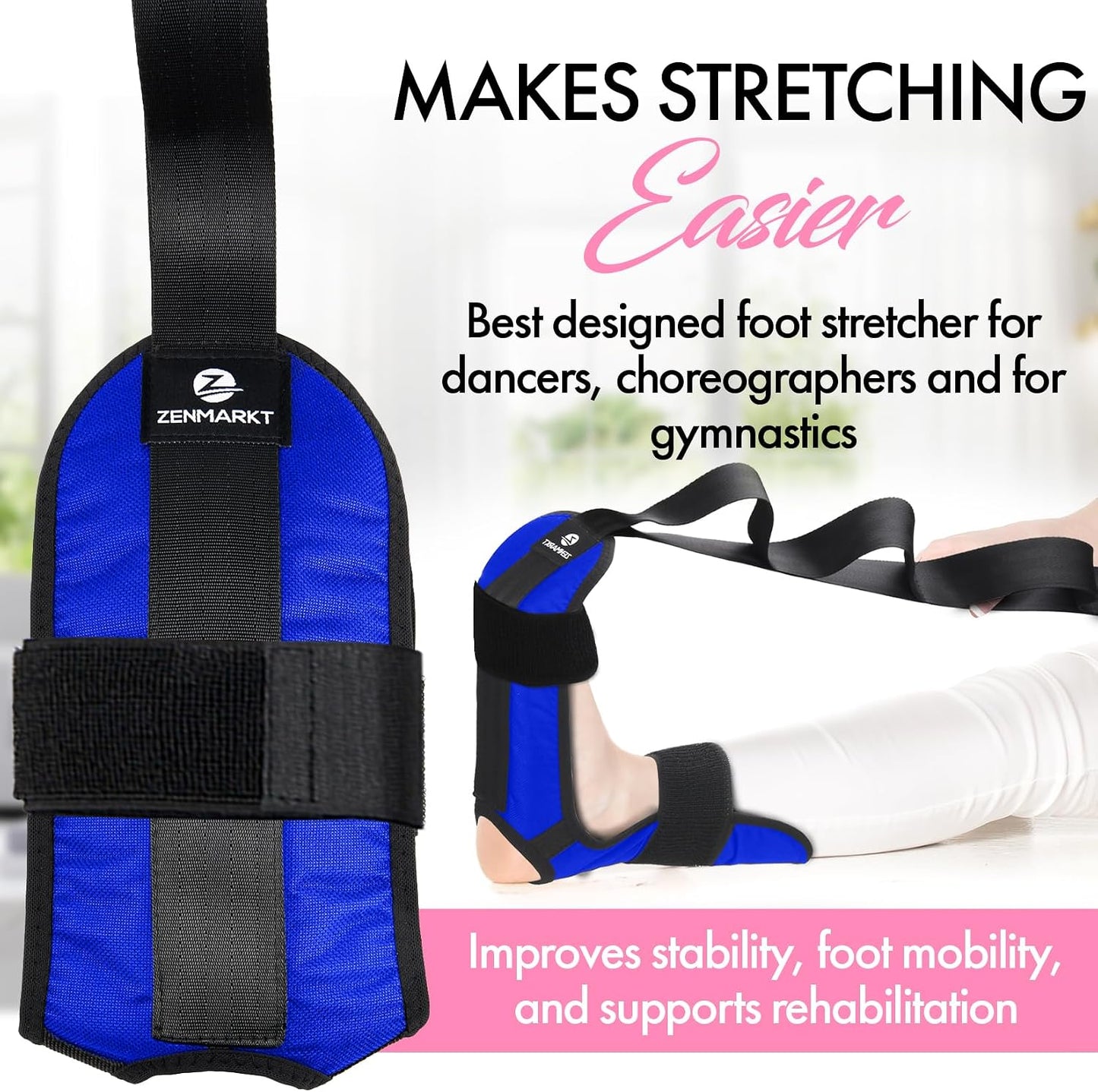 Foot and Calf Stretcher Strap for Physical Therapy and Flexibility | Supports Foot and Calf Stretching for Yoga, Gymnastics and Recovery, Ideal for Plantar Fasciitis Relief