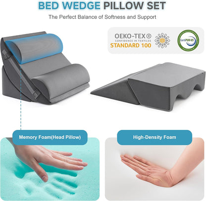 Yojoker Leg Elevation Pillows for Swelling, Memory Foam Wedge Pillow for Legs Blood Circulation, Leg Elevation Pillows for After Surgery, Knee Wedge Pillow for Sleeping Back Hip Ankles Relief
