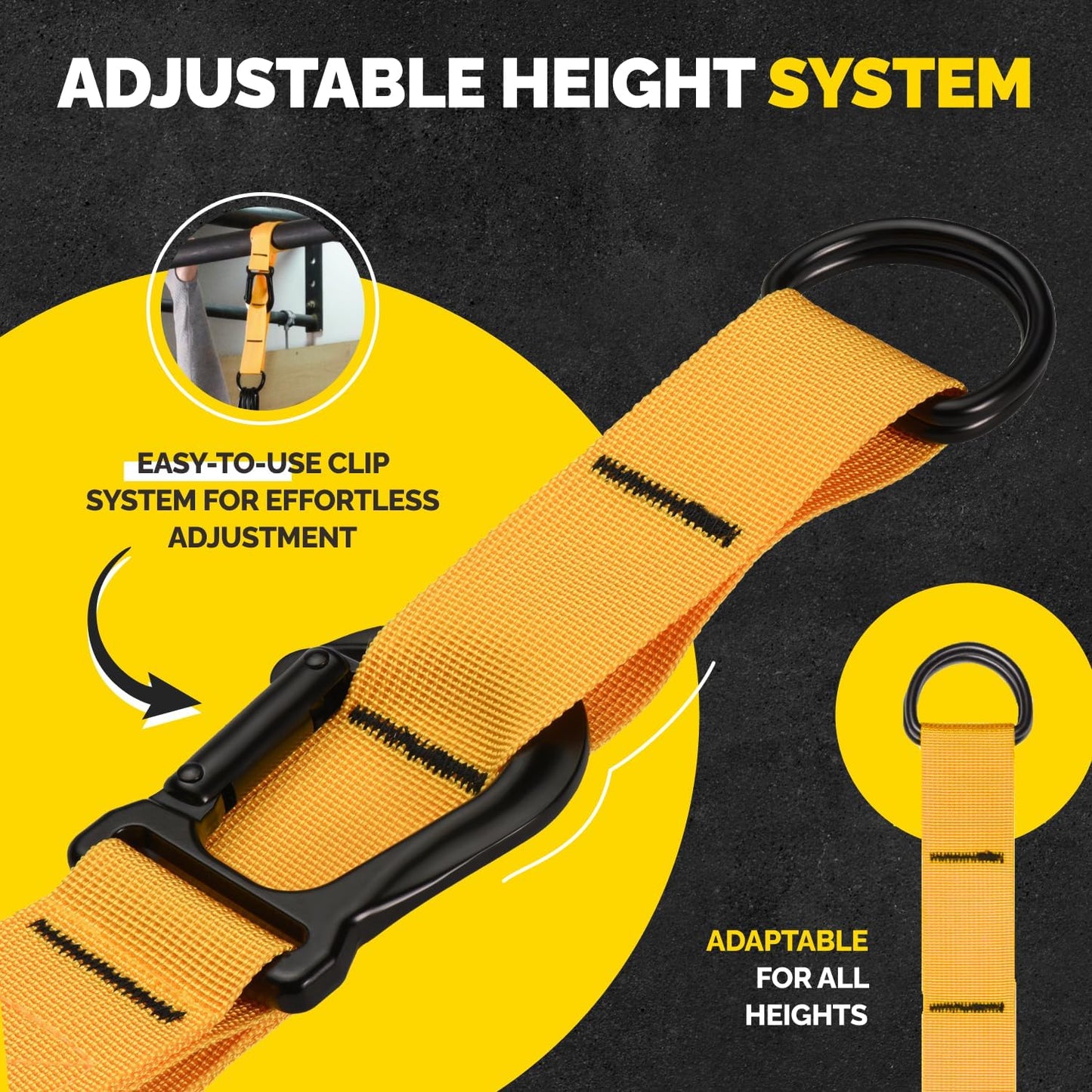 Pull Up Assistance Bands Set with 4 Levels, Adjustable Strap and Foot Rest | 50–200 lb stackable pull-up assistance, nylon-sleeved bands, adjustable support, reduced snap-back risk
