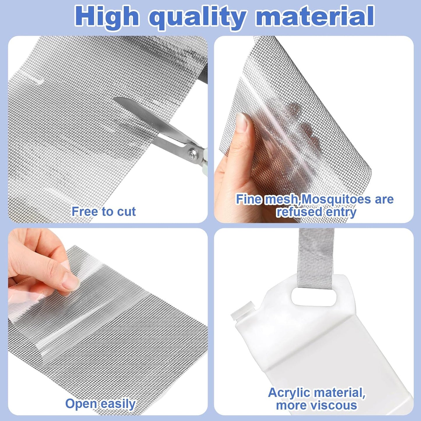 CroBlissful 5 Inch X 20 ft Extra Wide Window Screen Tape Mesh Repair, Gray | Strong Adhesive, Waterproof Fiberglass, Screen Repair Kit Patch, for Window Door Tears Holes