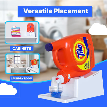 TidyFriend No-Spill Liquid Laundry Detergent Dispenser Holder, Laundry Soap Dispenser Holder with Drip Tray for Laundry Room Organization, Angled Downward Slope for Easy Pouring (No Strap, Ivory)