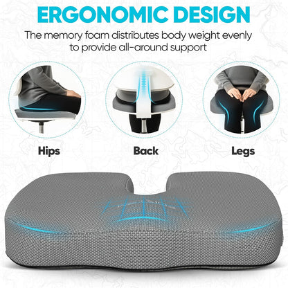 FORTEM Seat Cushion, Office Chair Cushion for Tailbone Sciatica Pain Relief