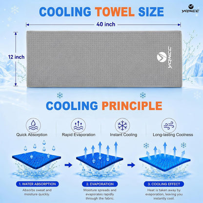 YQXCC 4 Pack Cooling Towels (40"x12"), Ice Cool for Neck & Face