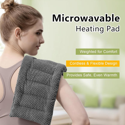 Weighted Microwave Heating Pad (1.8 LBS), 16x7 Inch Microwavable HotPack for Muscle Pain Relief Soothes Aches in Shoulders, Lower Back & Abdomen, Moist Heat Therapy Reusable