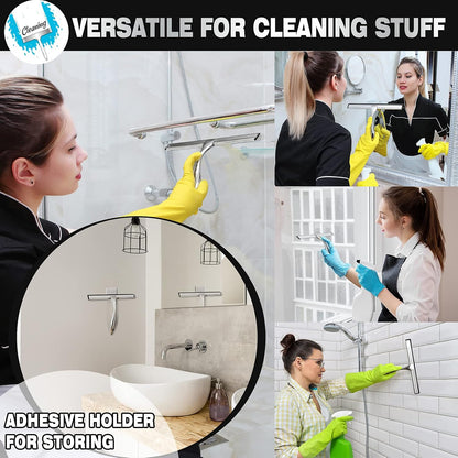 Shower Squeegee, 10-Inch Matte Black Squeegee, All-Purpose Stainless Steel Squeegee for Bathroom, Shower Doors, Mirrors, Tiles and Car Windows - 100% Streak Free