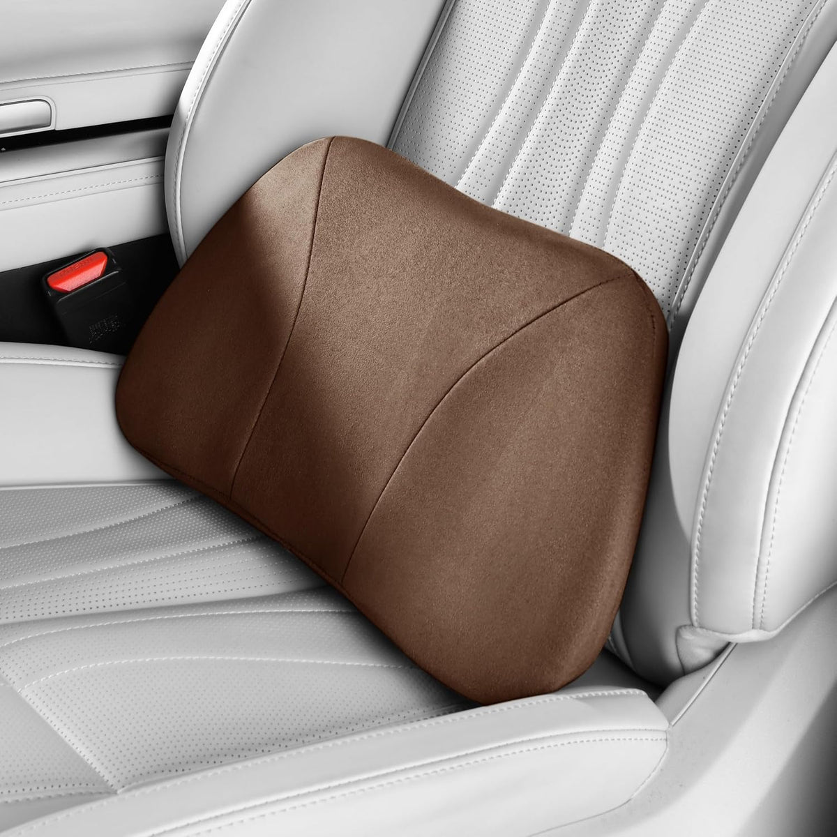 Lumbar Support Pillow,Back Pain Relief Cushion,fits tightly around the waist,Memory Foam,Skin-friendly Suede Fabric,fit Car Drive,Office chair,Rest seat,Improve Posture,Portable,15.5''Lx 8.7''H