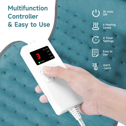 NBKLS Heating Pads for Back Neck Shoulder Pain, Electric Heating Pad Auto Shut Off, Fast Heat, Large Heating Pad Christmas Gift for Women Men, Birthday Gifts for Mom Dad (Blue)