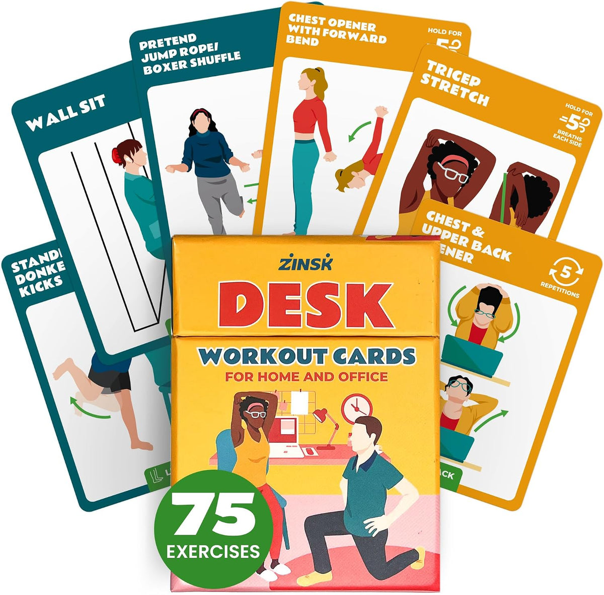 75 Desk Workout Cards - Desk Exercise and Stretching Deck for the Office