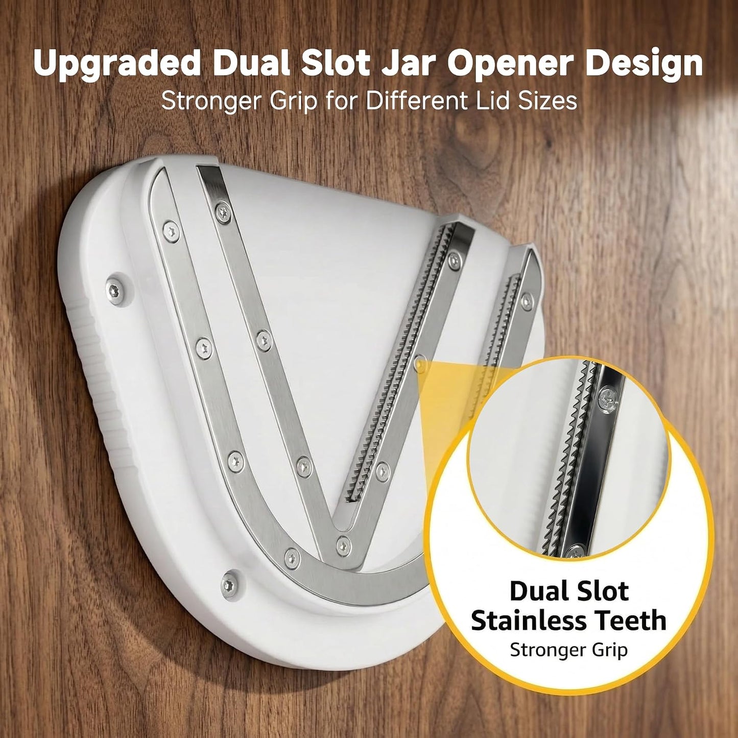Upgraded Under Cabinet Jar Opener: One-Hand Jar & Can Opener for Stubborn Lids, Easier Grip for Tight Lids, Stainless Steel Teeth