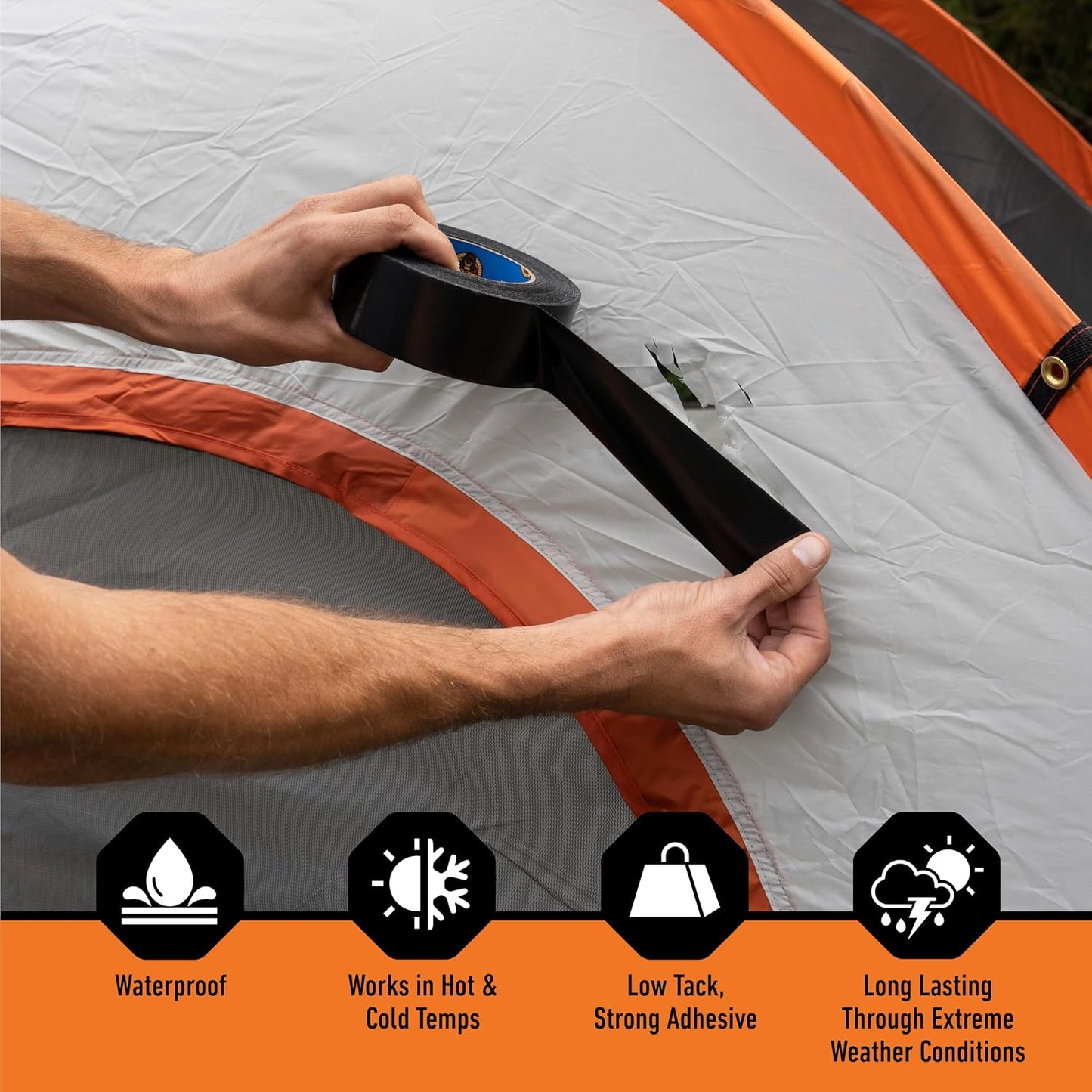 GORILLA All Weather Duct Tape, Black, 1.88" x 25 yd | UV and Temperature Resistant, Waterproof for Outdoor Repairs, Strong Adhesive Grip