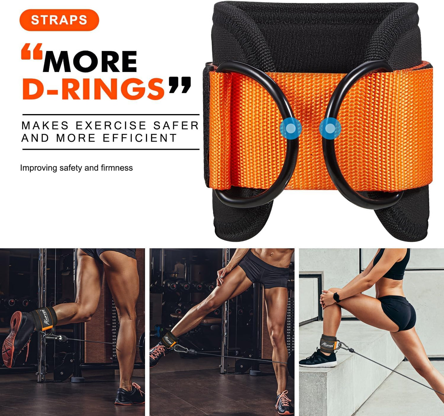 HPYGN Ankle Strap for Cable Machine, Padded Ankle Straps for Cable Machine Kickbacks, Glute Workouts, Leg Extensions, Curls, Booty Hip Abductors Exercise, Adjustable Comfort Ankle Cuff for Gym