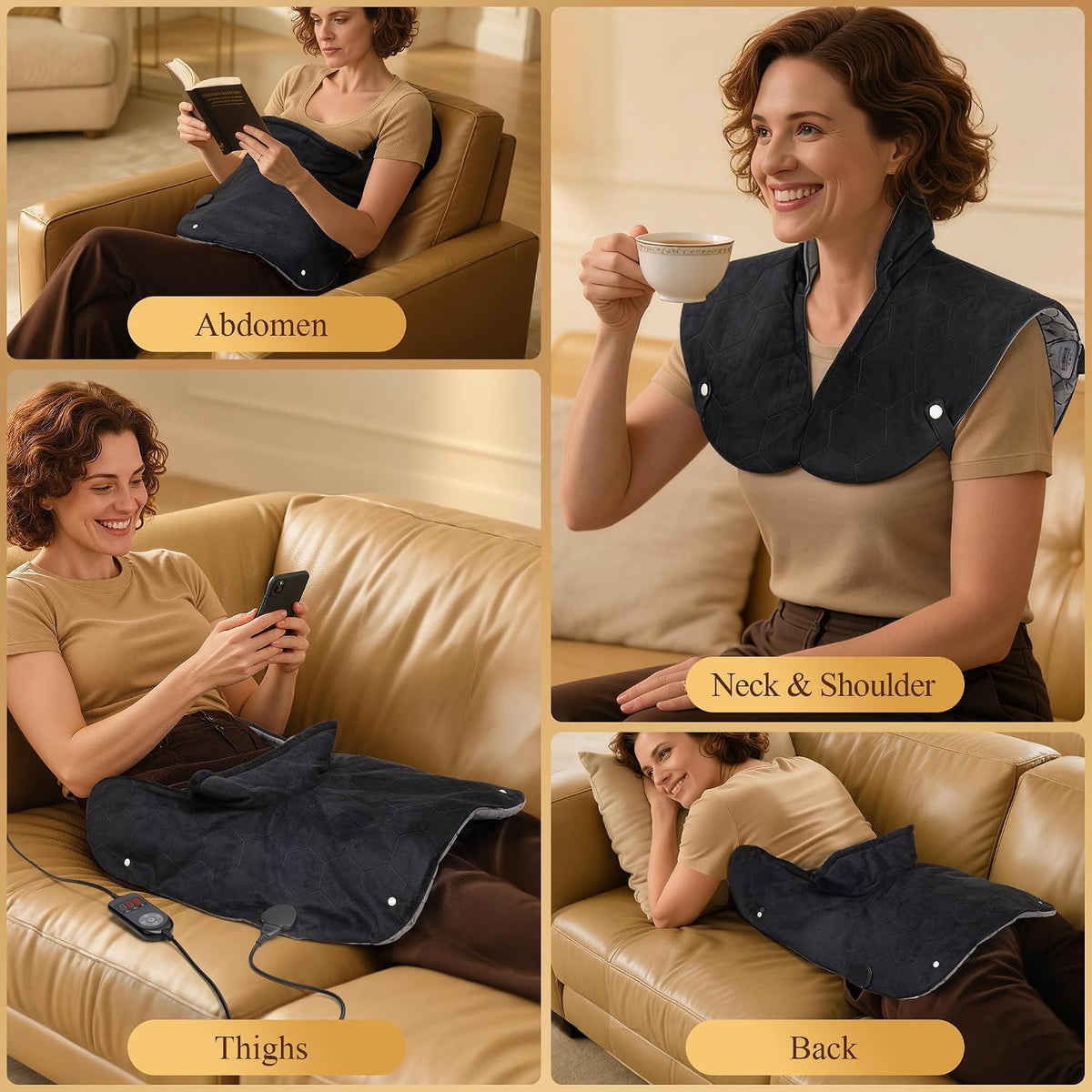 UTK 30S Fast Heating Pad for Neck Shoulders and Back, 6X Far Infrared Heat