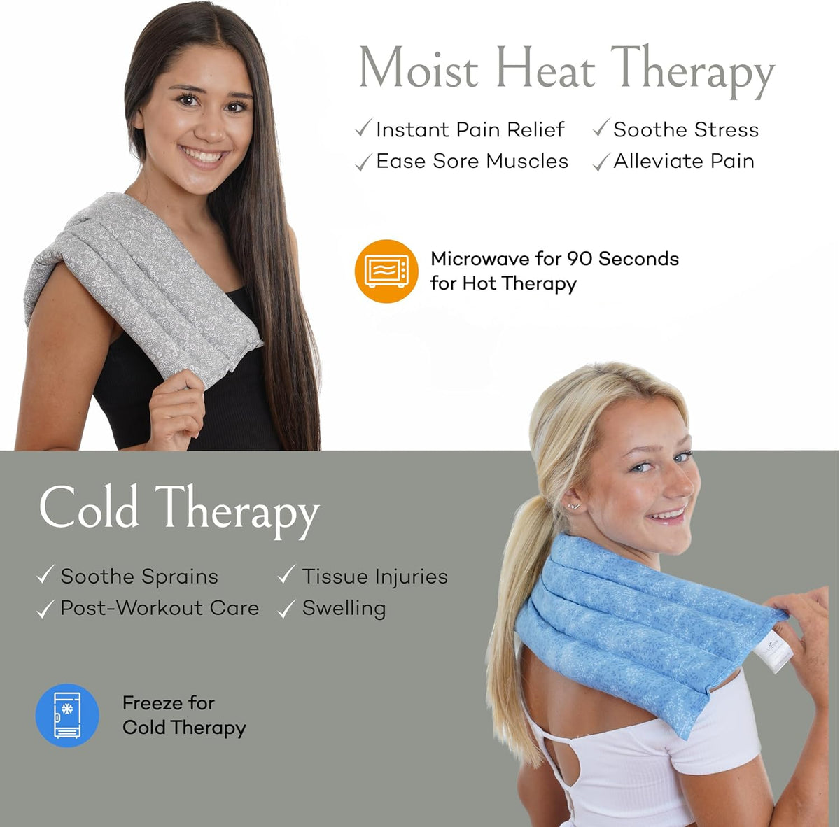 Sacksy Thyme Microwavable Heating Pad for Back Pain, Cramps, Arthritis Relief, Heat Pad with Moist Heat Therapy - Hot Heated Pad Flaxseed, Cherry Pit, Herbs Comforting Aromatherapy, Made in USA, Large