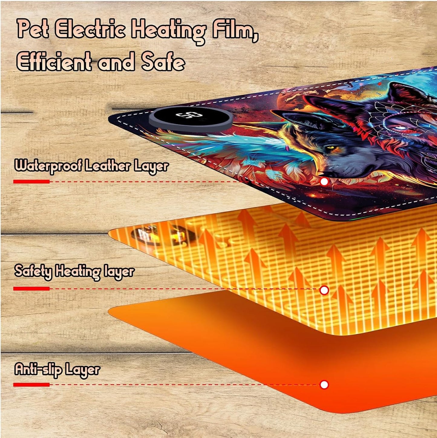 Heated Desk Pad Heated Large Mouse Pad, Electric Quickly Warm Desk Mat with 3 Levels Heating 3 Hours Auto Shut-Off, 31.5" x 13" Warm Gaming Mousepad Hand Foot Warmer, Baby Elephant
